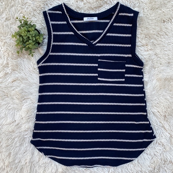 π2X HPπ Jenny Boston V-Neck Waffle Sleeveless Top π Navy & White - Picture 3 of 12
